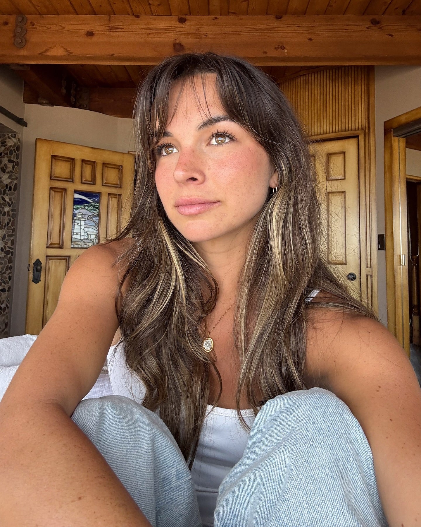 2. Gebräunte Brünette mit sonnenbeschienenen Schleierschichten (Wispy Layered Haircuts)