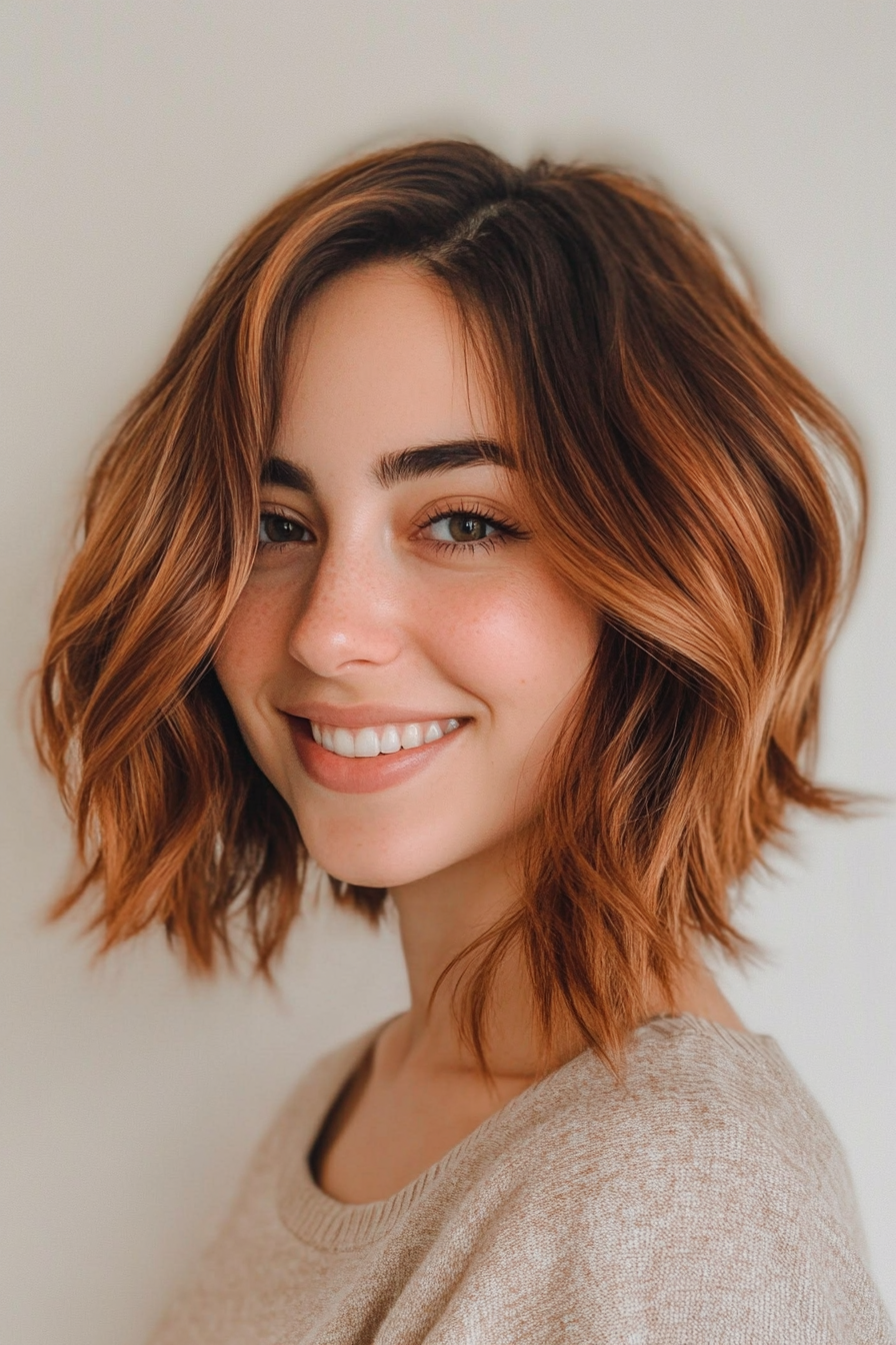 2. Karamell -Taper (abgewinkelte geschichtete Bob -Haarschnitte) - abgewinkelte, geschichtete Bob -Haarschnitte