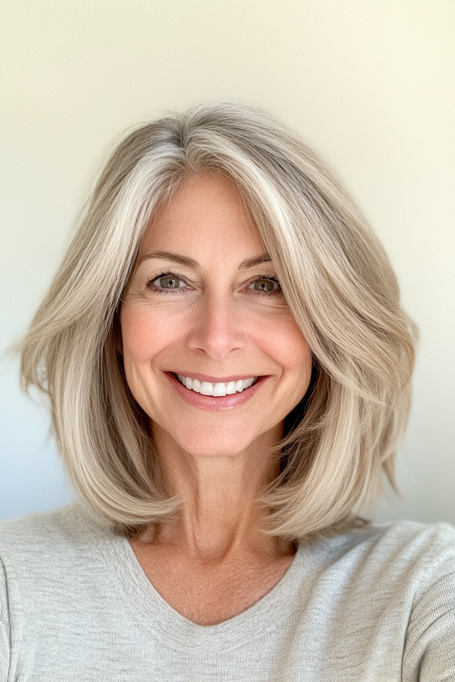 2.. Kinnlänge strukturierte in sandige Blondine (Hüftfrisuren für Frauen über 50) - Hüftfrisuren für Frauen über 50