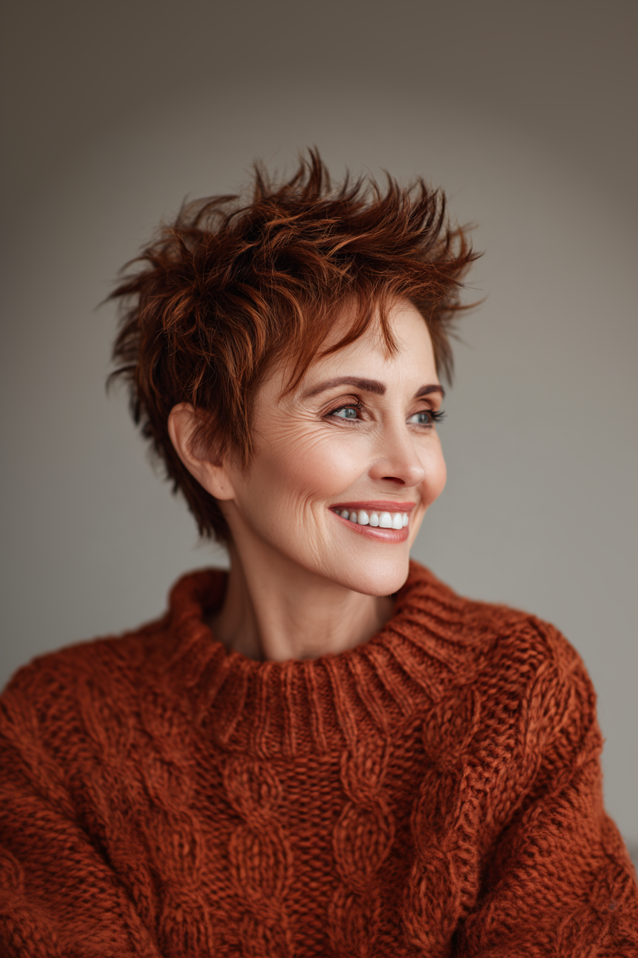 2. Abgehackte Kastanienkante (Stachelfrisuren für Frauen über 50) - Stachelfrisuren für Frauen über 50