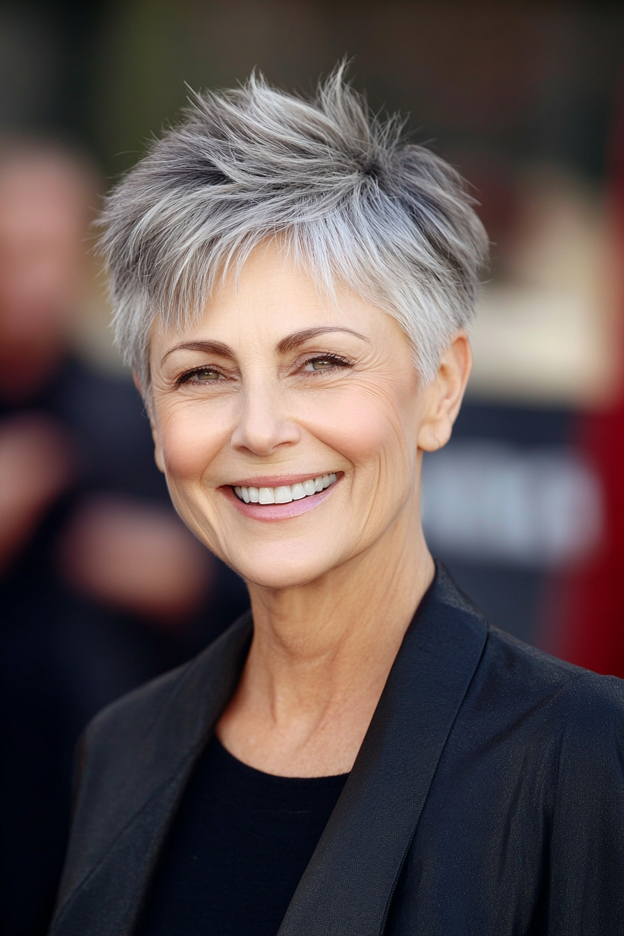 2. Klassiker Pixie in Salz-und-Prepper (coole Haarschnitte für Frauen über 50)-Kühle Haarschnitte für Frauen über 50