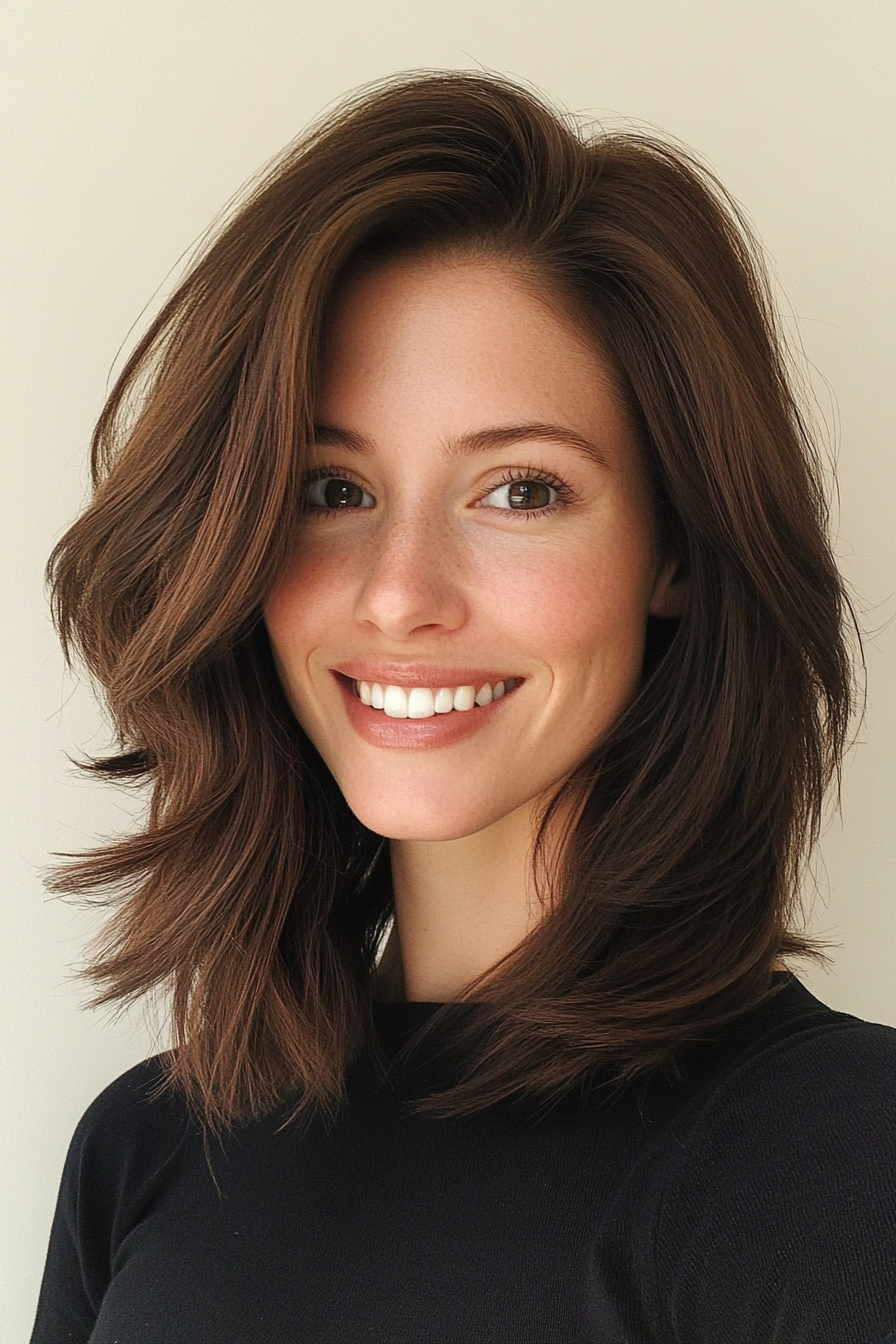 2. Espresso strukturierter Lob (Frisuren für dickes Haar) - Frisuren für dickes Haar