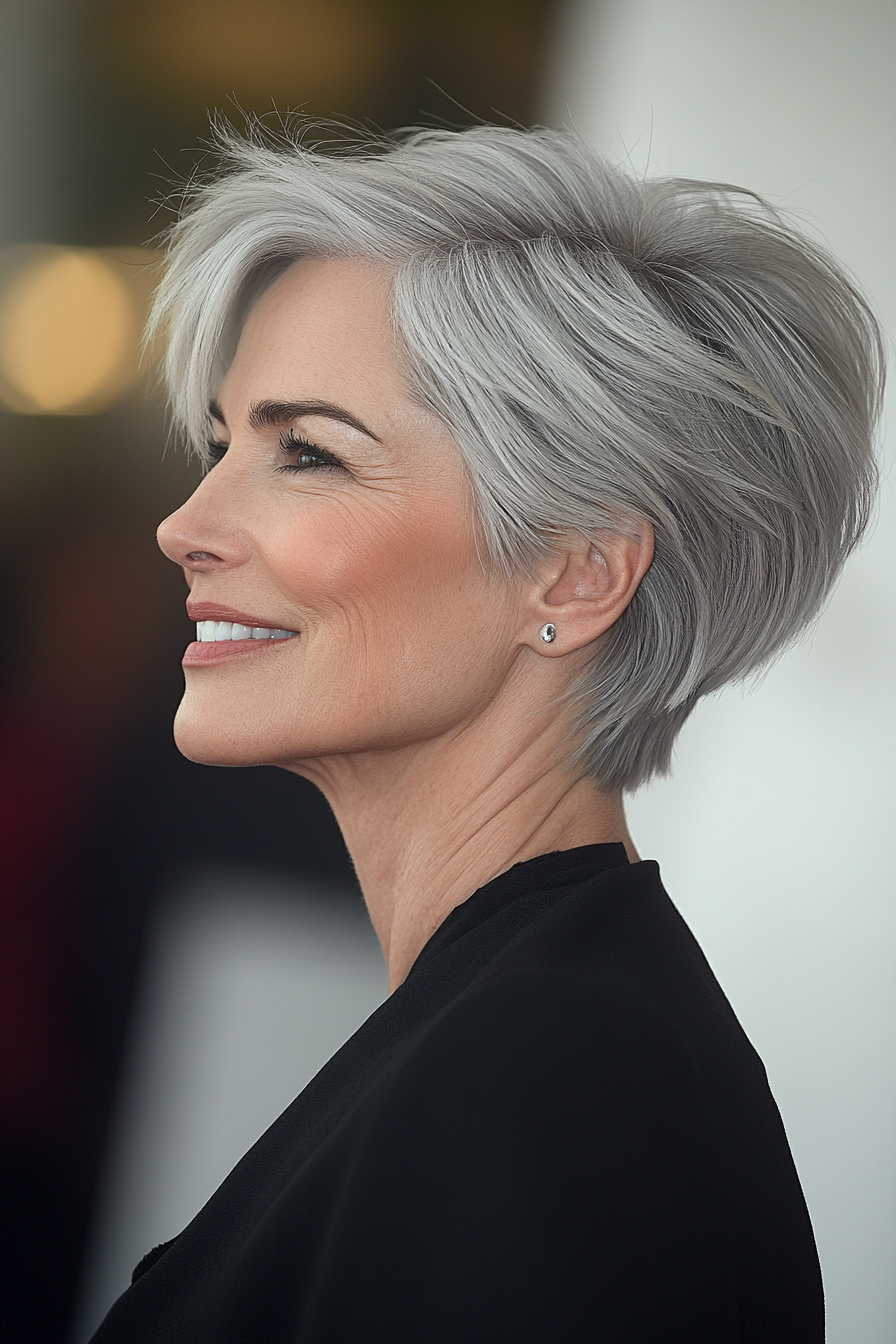 2. Federned Crop in weicher Grau (super kurze Haarschnitte für ältere Frauen) - Super kurze Haarschnitte für ältere Frauen