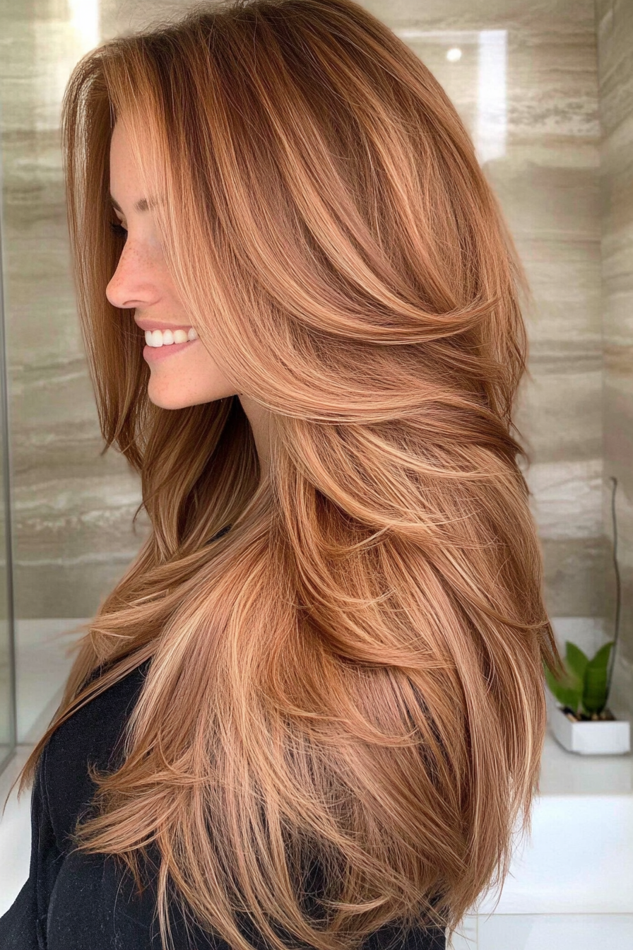 2. Federned Fransen in weicher Kastanien (Boho -Haarschnitte) - Boho -Haarschnitte