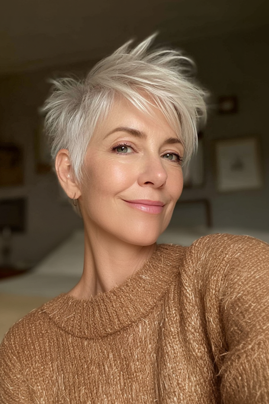 2. Federstacheln in Perlenblondine (kurze Spiky -Frisuren für Frauen über 60) - kurze Spiky -Frisuren für Frauen über 60