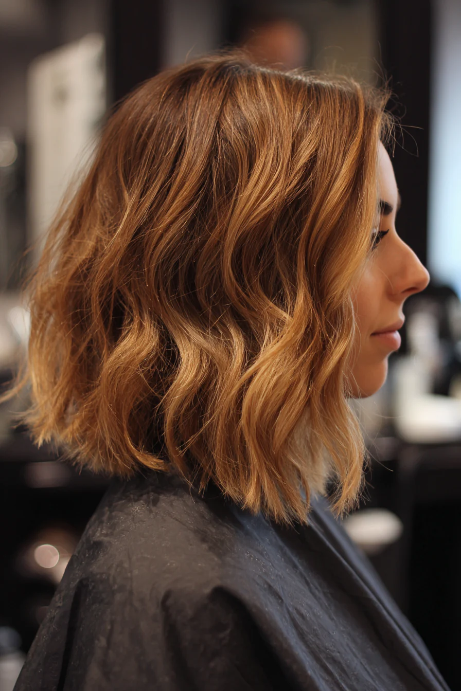 2. Golden Blonde Wavy Lob (Boho-Frisuren) – Boho-Frisuren