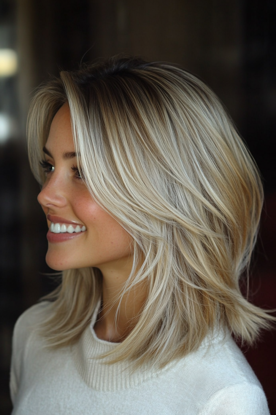2. geschichtete Ascheblonde Lob (abgehackte Haarschnitte) - abgehackte Haarschnitte