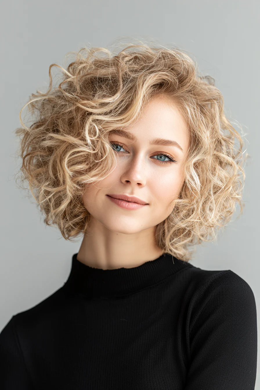 2. Geschichtete sandblonde Spiralen (kurze Lockenfrisuren) – Kurze Lockenfrisuren