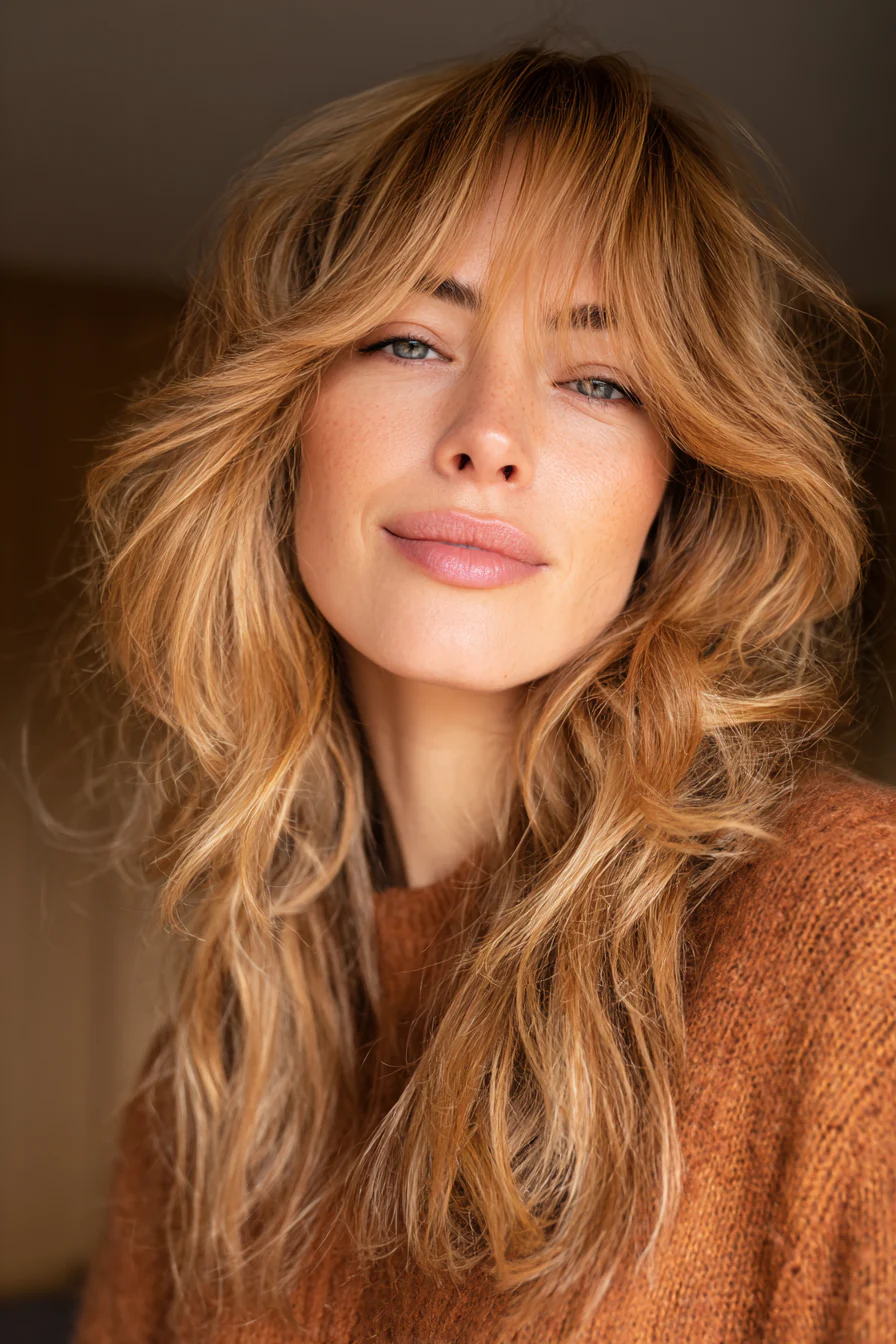 2. Langer honigblonder Soft Shag (Lange Shag-Frisuren für ältere Frauen) – Lange Shag-Frisuren für ältere Frauen