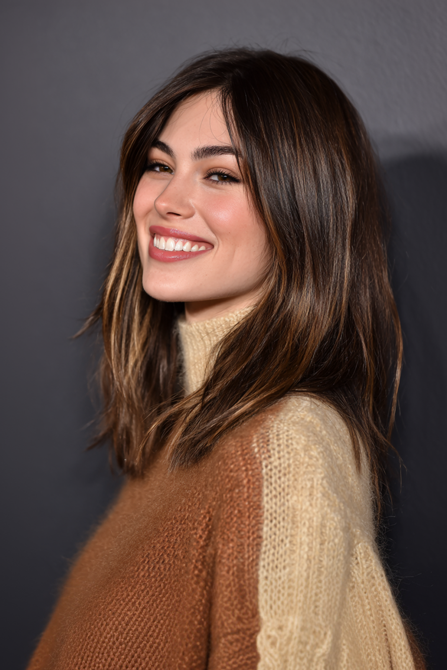 2. Langer Stufenschnitt mit Espresso-Balayage (Haarschnitte für glattes Haar) – Haarschnitte für glattes Haar