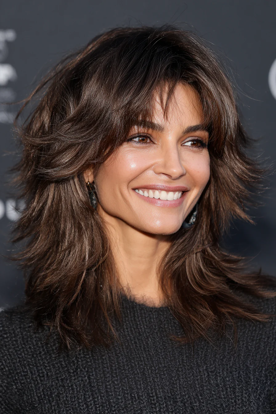 2. Moderner Wolf-Shag in Smoky Brunette (Zottelige Haarschnitte für Frauen über 40) – Zottelige Haarschnitte für Frauen über 40