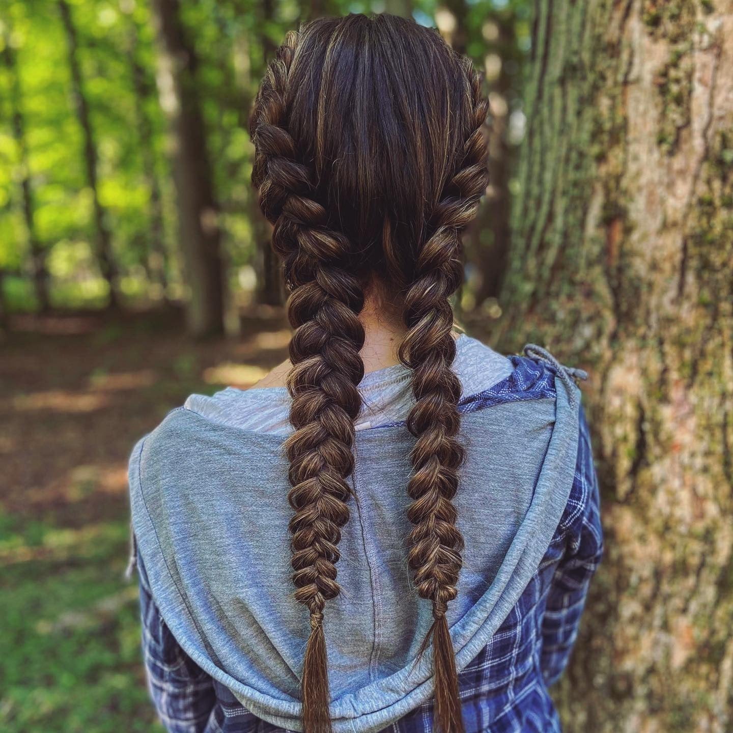 2. Satte brünette Double Dutch Braids mit weicher Dimension (Double Dutch Braids)