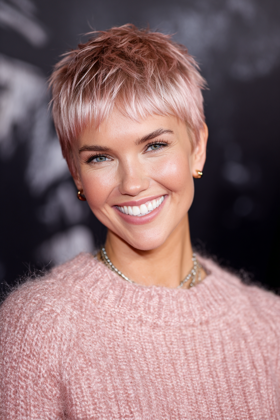 2. Rosegold Rasiermesser Pixie (Pixie -Frisuren für Frauen über 40) - Pixie -Frisuren für Frauen über 40