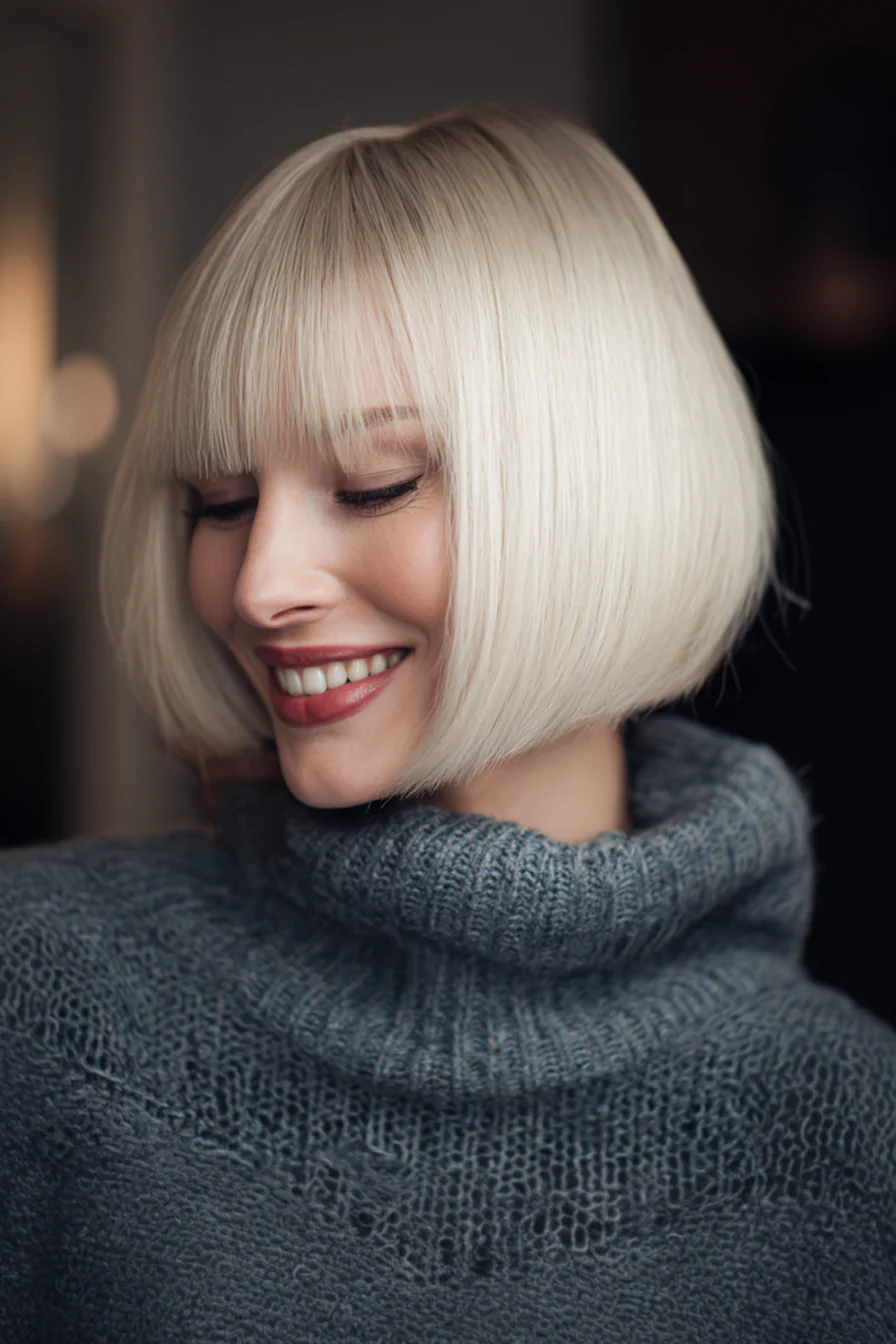 2. Glatter Bob mit Platinglanz (kurze formelle Frisuren) – Kurze formelle Frisuren