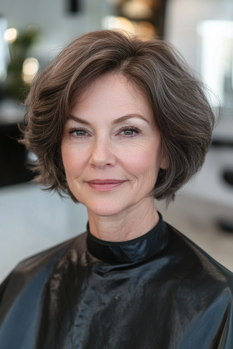 2. Tapered Bob in natürlicher Aschebraun (kurze freche Haarschnitte für ältere Frauen) - kurze freche Haarschnitte für ältere Frauen