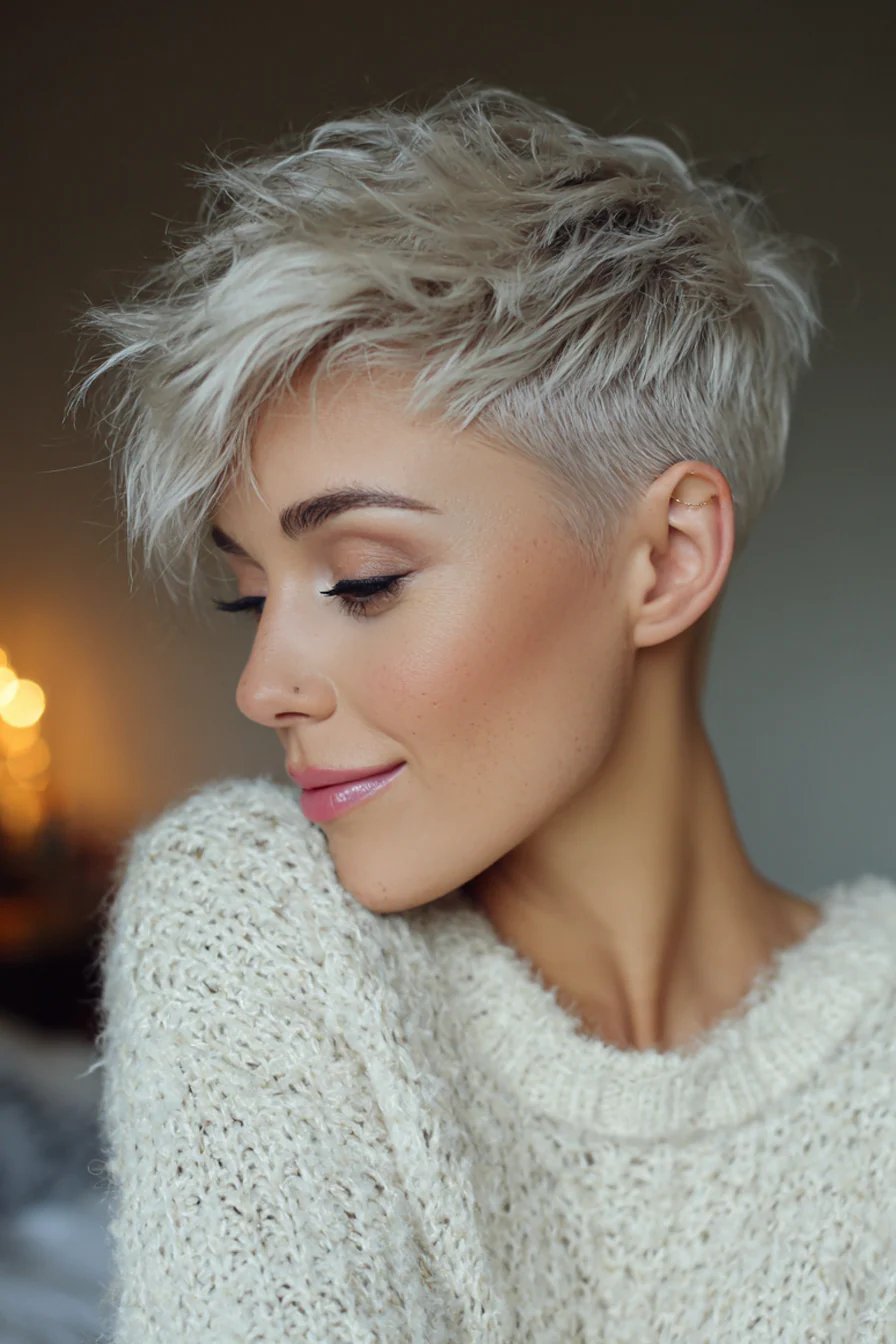 2. Strukturierter Pixie-Undercut in Platinblond (Undercut-Haarschnitte) – Undercut-Haarschnitte