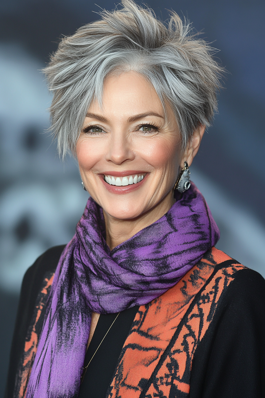 2. Strukturpixie in natürlicher Grau (mittel- bis kurze Haarschnitte für Frauen über 50) - mittel- bis kurze Haarschnitte für Frauen über 50