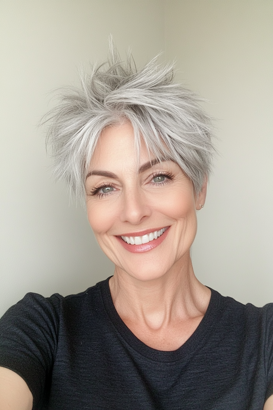 2. strukturierte silberne Spiky Crop (kurze, stachelige Frisuren für ältere Frauen) - kurze, stachelige Frisuren für ältere Frauen