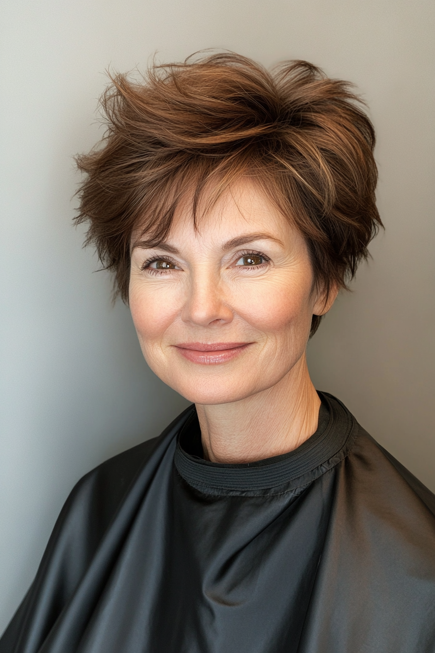 2. warme Kastanien -Wispy -Pixie (zeitlose Frisuren für Frauen über 60) - Zeitlose Frisuren für Frauen über 60