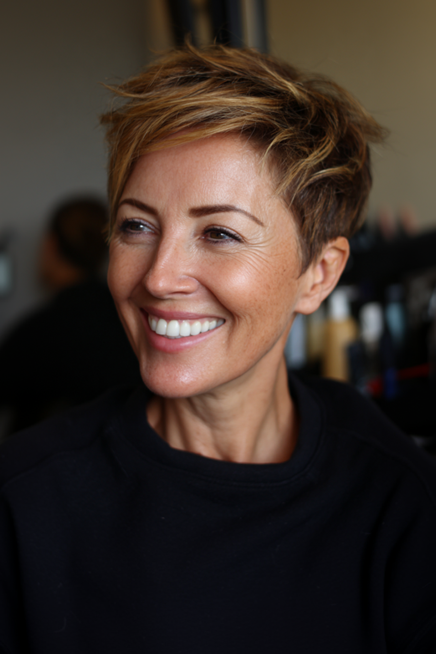 2. Warm Honey Crop (Sehr kurze Frisuren für Frauen über 40) – Sehr kurze Frisuren für Frauen über 40