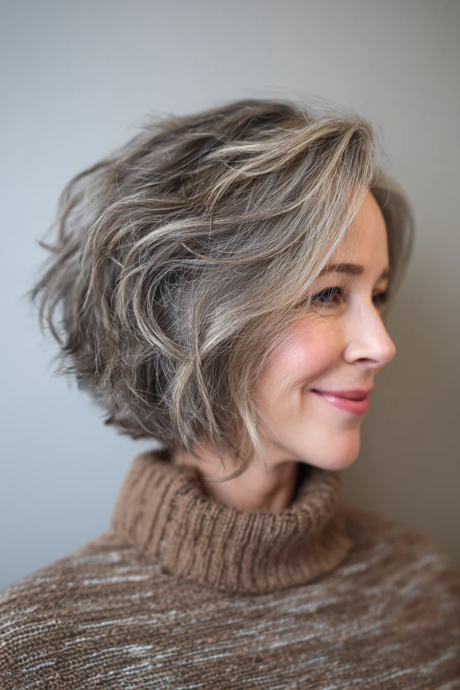 20. Ash Brown Choppy Bob (Trendfrisuren für Frauen über 60) – Trendfrisuren für Frauen über 60
