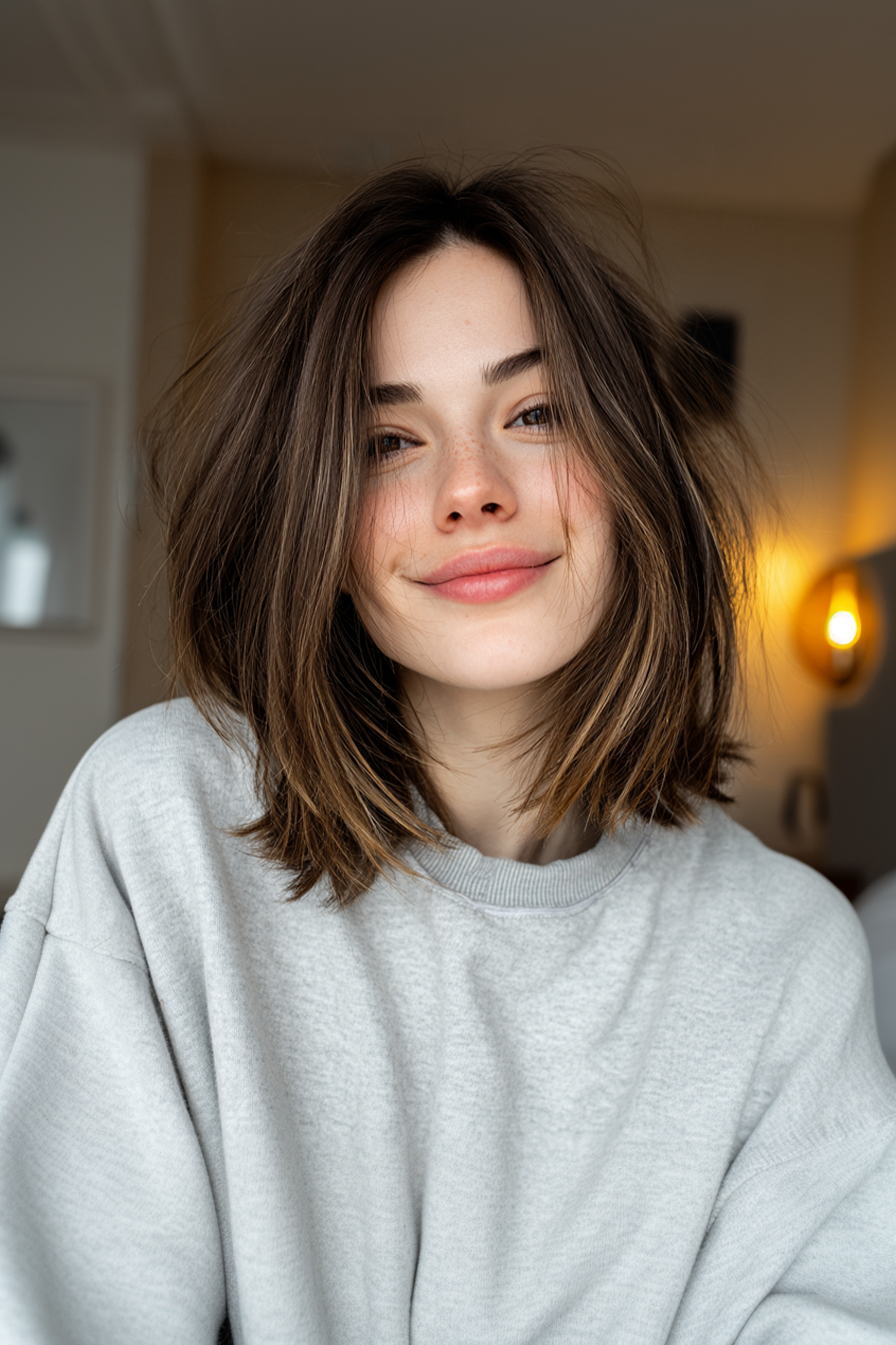 20. Center -Parts Bob mit weicher Balayage (Frisuren der Kinnlänge) - Frisuren der Kinnlänge