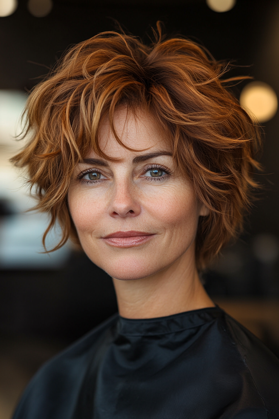 20. Chestnut -zermürbte Shag Mullet (funkige Haarschnitte für Frauen über 50) - Funky Haarschnitte für Frauen über 50