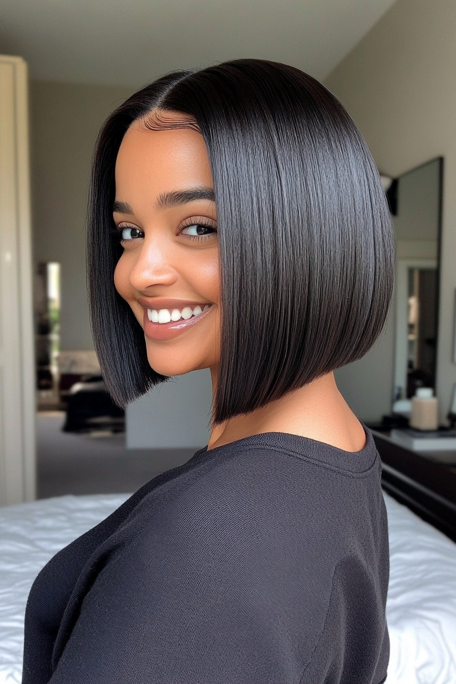 20. Kinnlänge Bob in tiefen Ebenholz (Bob -Haarschnitte für Frauen) - Bob -Haarschnitte für Frauen