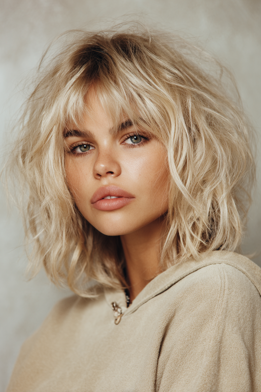 20. Cool Beige Wispy Midi (Chaotische blonde Frisuren) – Unordentliche blonde Frisuren