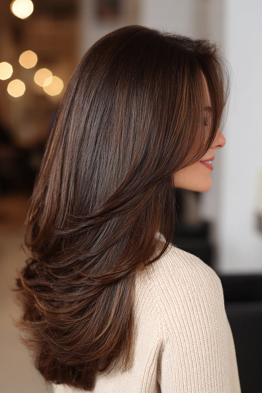 20. Volle Kronenschichten mit Espresso-Balayage (Haarschnitte für dünnes Haar) – Haarschnitte für dünnes Haar