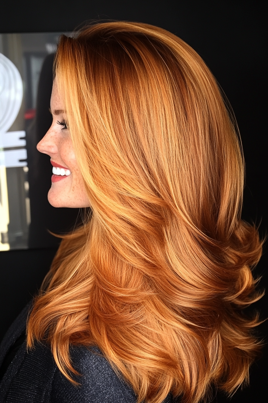 20. Goldene Kastanienwasserfallschichten (Frisuren für dickes Haar) - Frisuren für dickes Haar