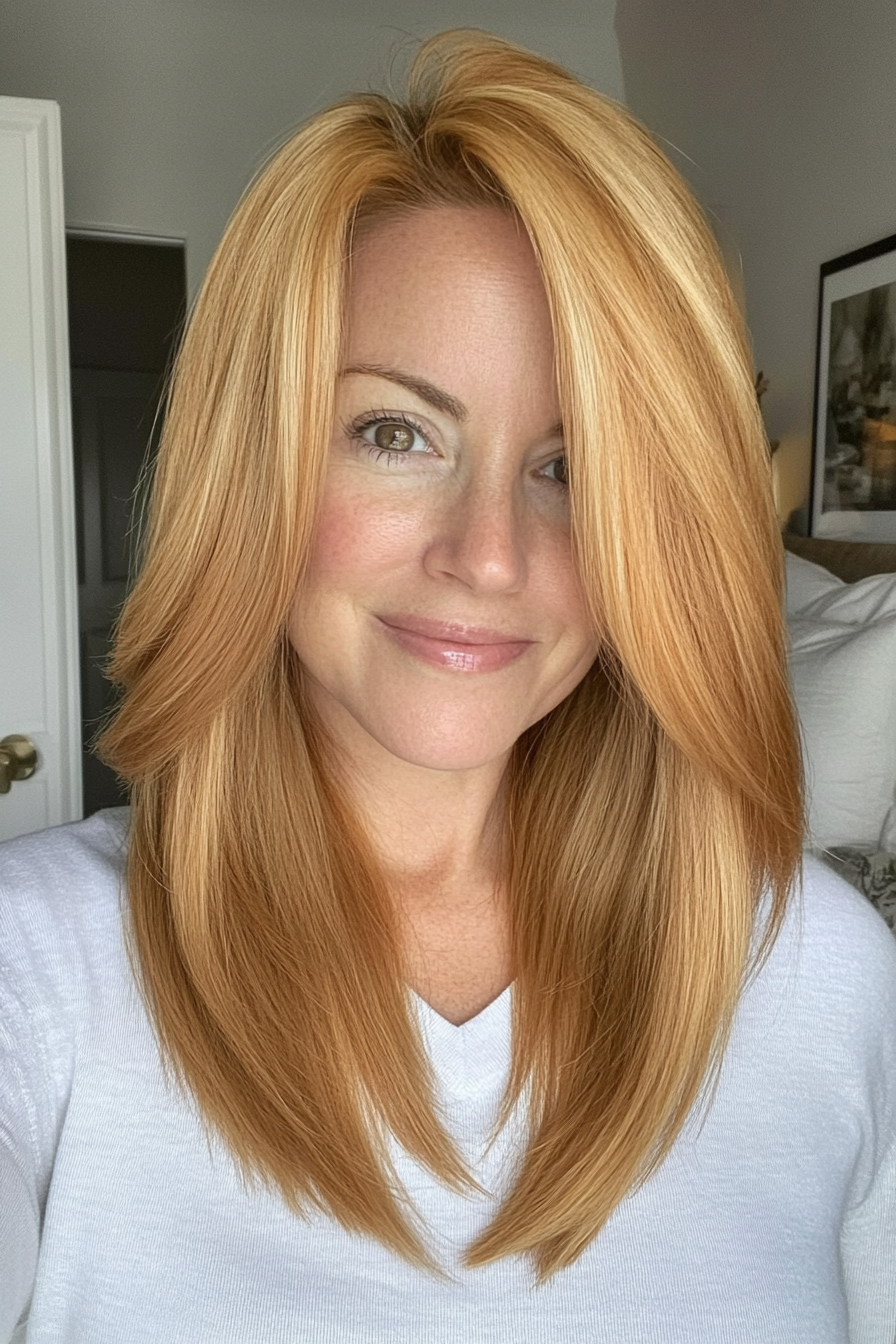 20. Goldener Honig schlanker gerade mittelgroße (neue Frisuren für Frauen über 50) - neue Frisuren für Frauen über 50