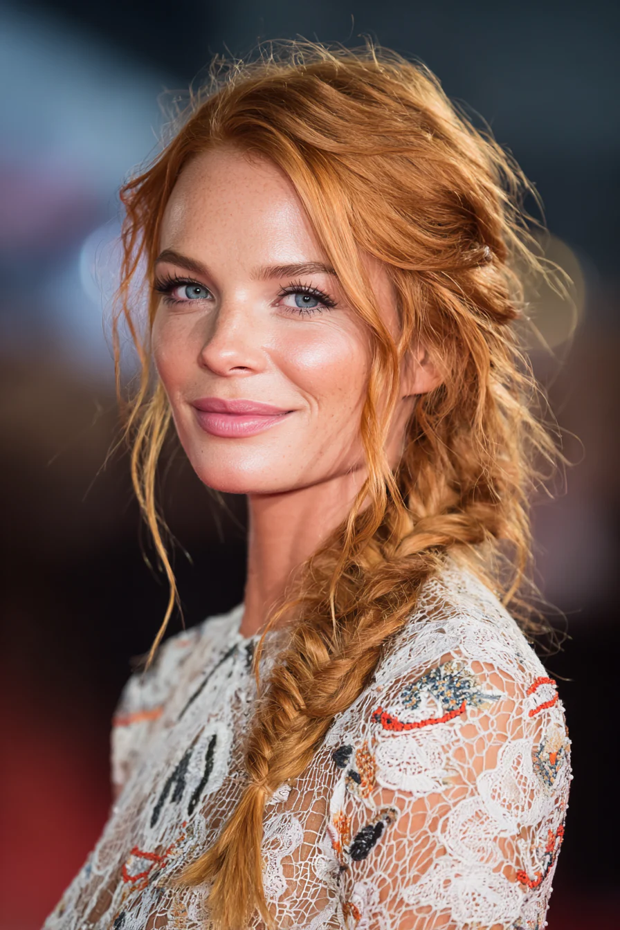 20. Goldener Erdbeer-Boho-Zopf (Boho-Frisuren) – Boho-Frisuren