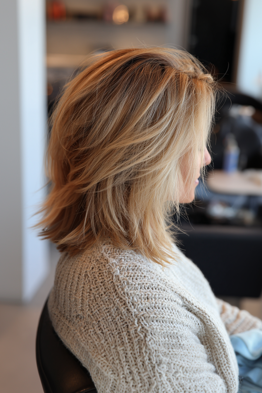 20. Layered Shag Lob mit warmblonde (schulterlange geschichtete Frisuren) - schulterlange geschichtete Frisuren