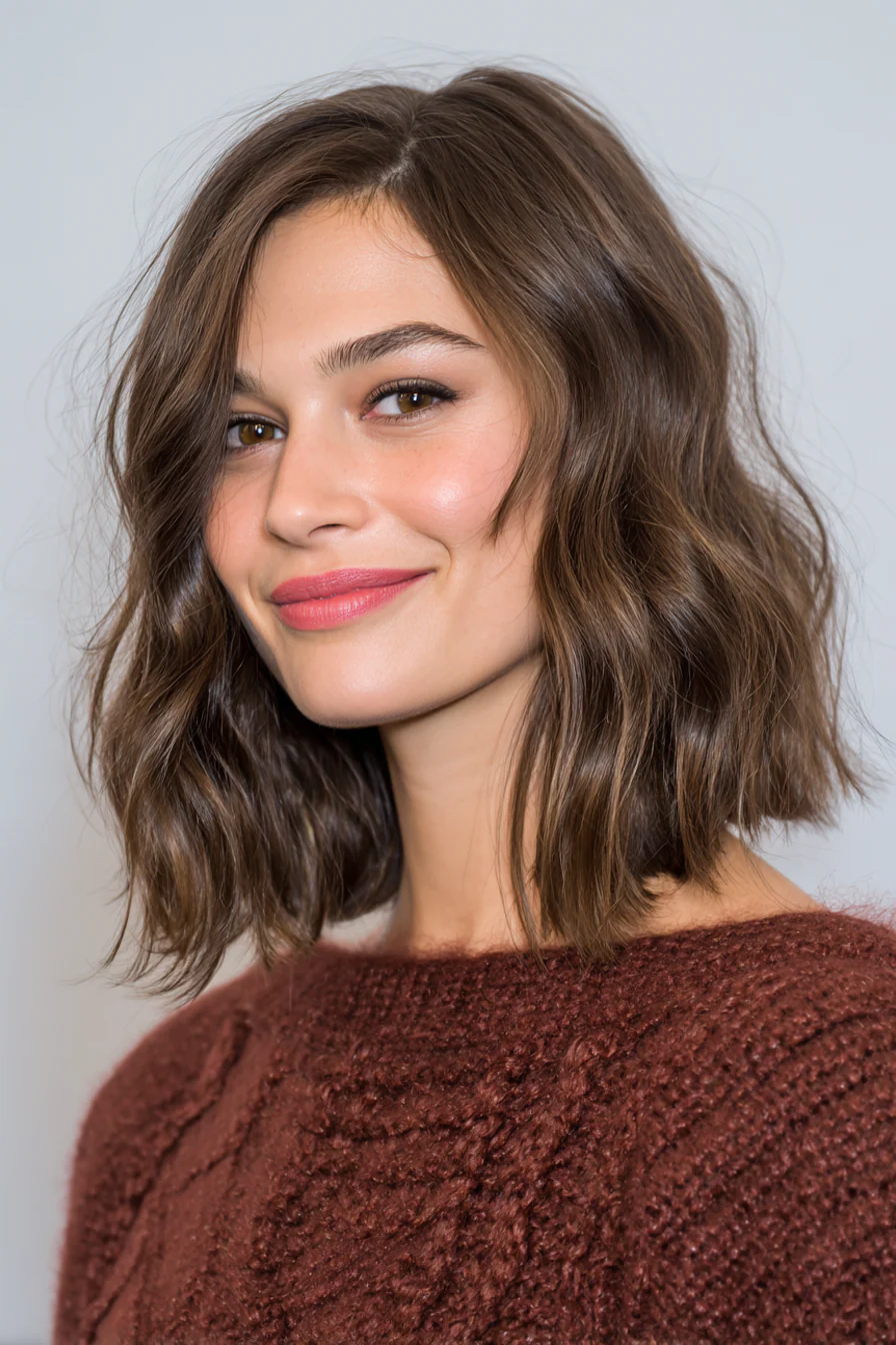 20. Langer A-Linien-Lob in sanftem brünettem Balayage (Lange Bob-Frisuren) – Lange Bob-Frisuren