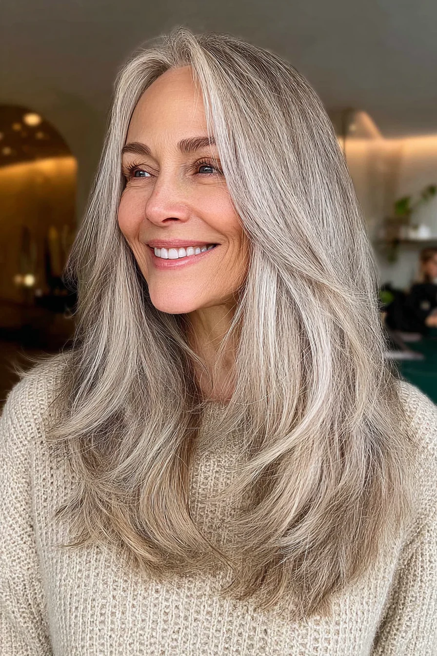 20. Lange Boho-Schichten in sanftem Sandsteinblond (Beste lange Frisuren für Frauen über 60) – Beste lange Frisuren für Frauen über 60