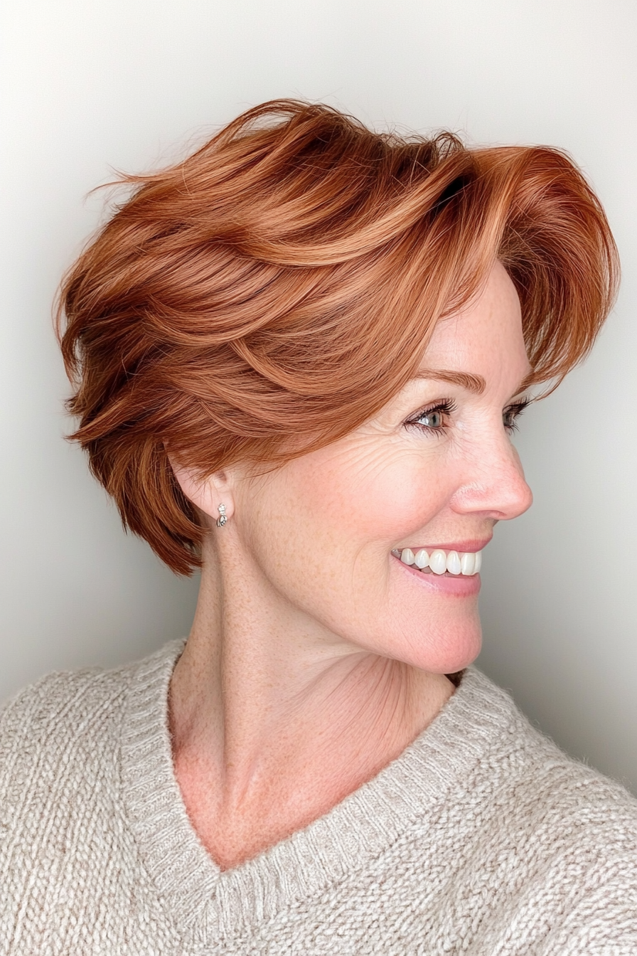 20. gedämpftes Kupfer -Kompaktstapel (kurze Haarschnitte für Frauen über 50) - Kurzstapelte Haarschnitte für Frauen über 50