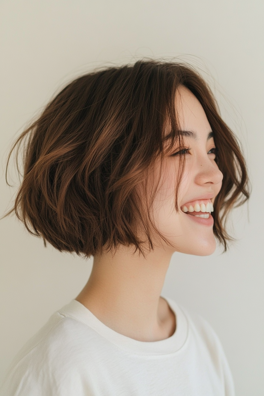 20. Stückweise Kinnlänge Bob in warmen Braun (unordentliche Frisuren) - Unordentliche Frisuren