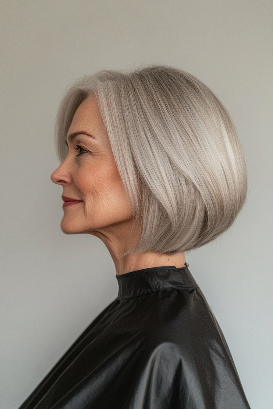 20. Skulptierte Bob in dunkler Blondine (Ausschnitt Länge Haarschnitte für ältere Frauen) - Ausschnitt Länge Haarschnitte für ältere Frauen