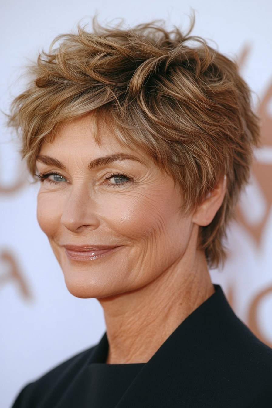 20. Kurzer Shag in hellem Honigbraun (kurze Haarschnitte für ältere Frauen mit dickem Haar) - kurze Haarschnitte für ältere Frauen mit dickem Haar