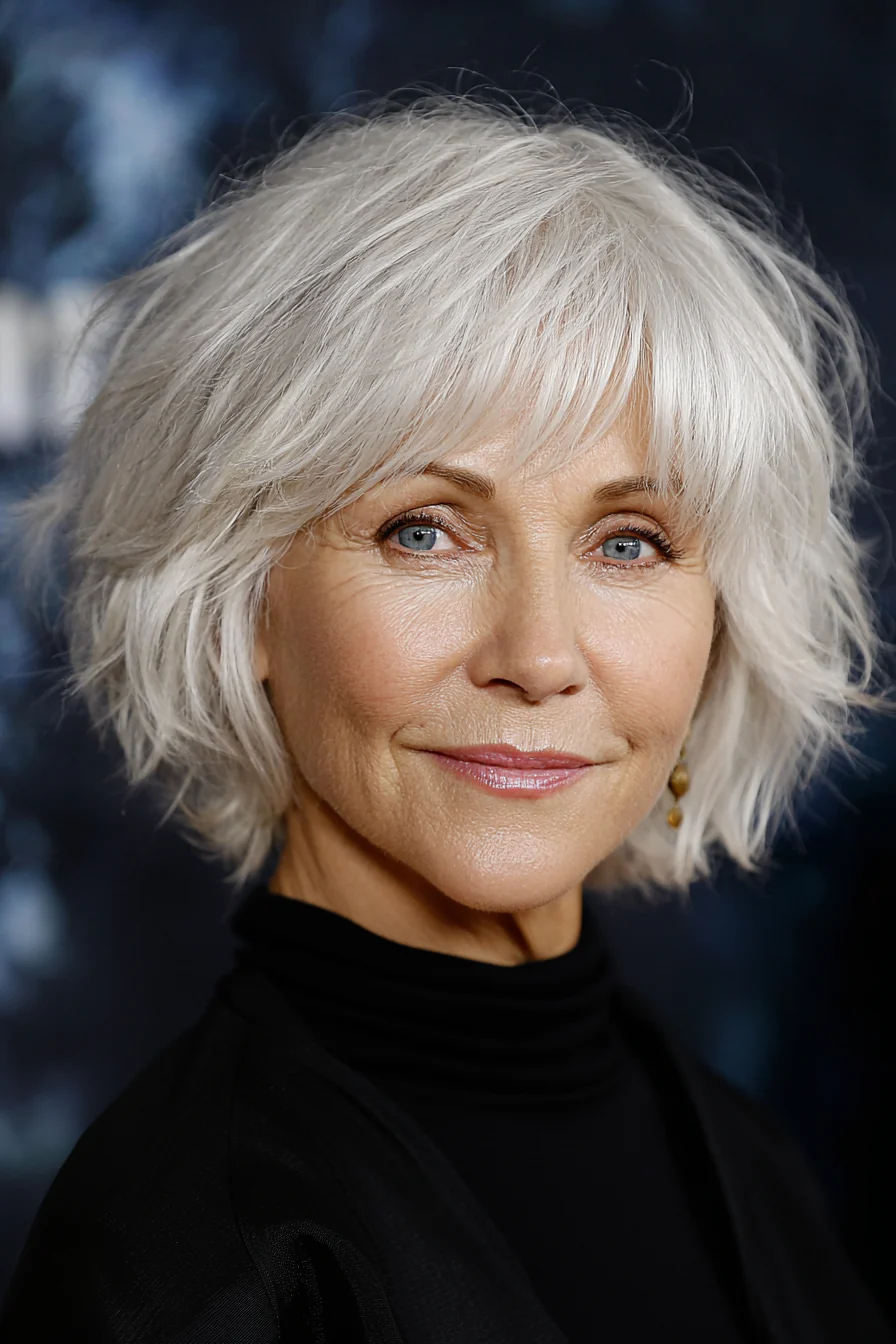 20. Kurzer, dünner Bob in Platinblond (Bob-Frisuren für ältere Frauen) – Bob-Frisuren für ältere Frauen