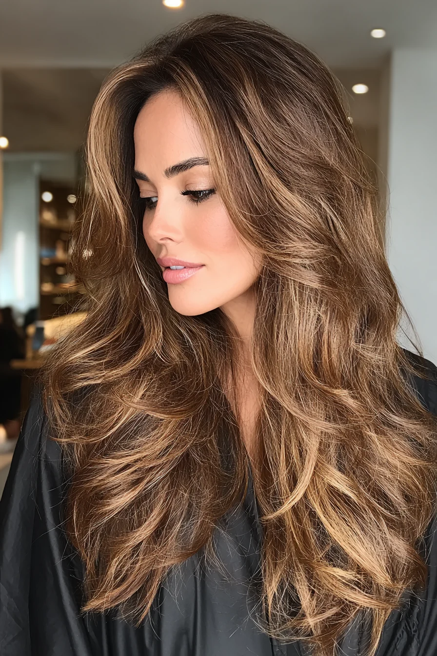 20. Seitlich geschwungene Wellen mit sandbeigen Highlights (Brautjungfernfrisuren) – Brautjungfernfrisuren
