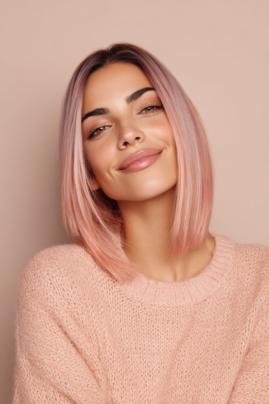 20. Schlanke Meeräsche mit Roségold -Enden (Frisuren der 80er Jahre für Frauen) - 80er Jahre Frisuren für Frauen