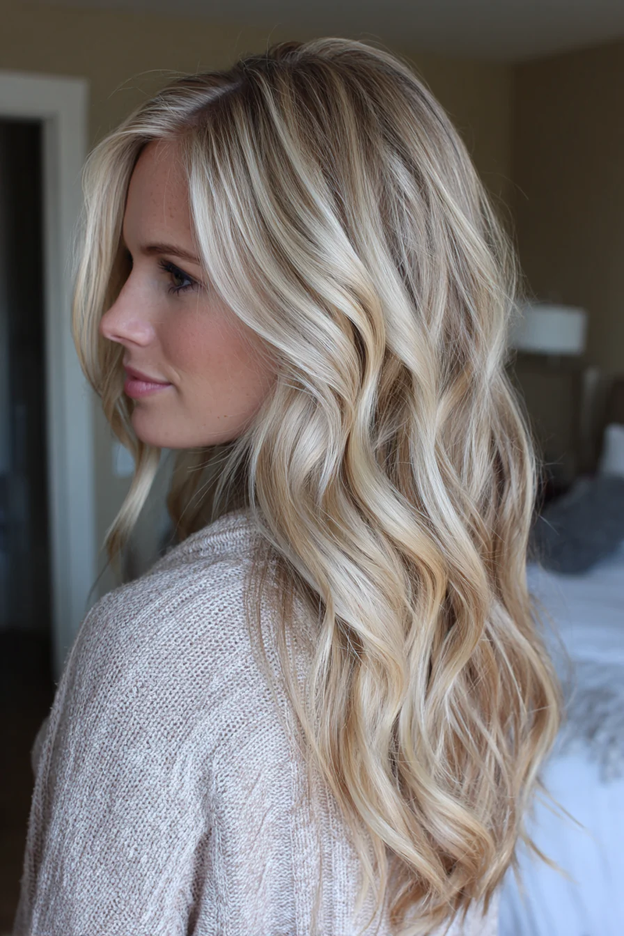 20. Weiche beige-blonde Vorhangwellen (lange gewellte Frisuren) – Lange gewellte Frisuren