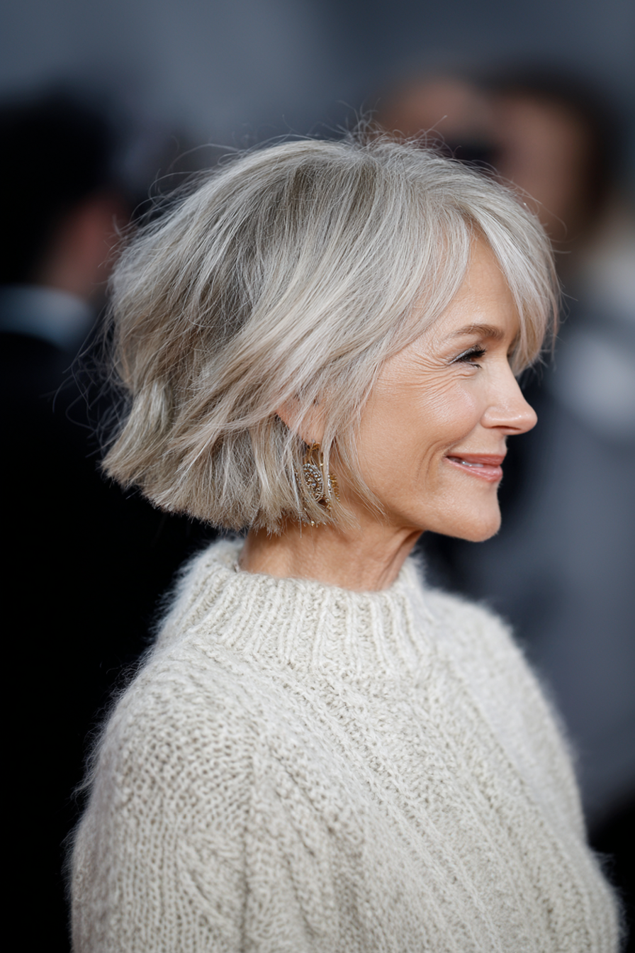 20. Stapelte Bob in Eisblond (Kinnlänge Haarschnitte für ältere Frauen) - Kinnlänge Haarschnitte für ältere Frauen