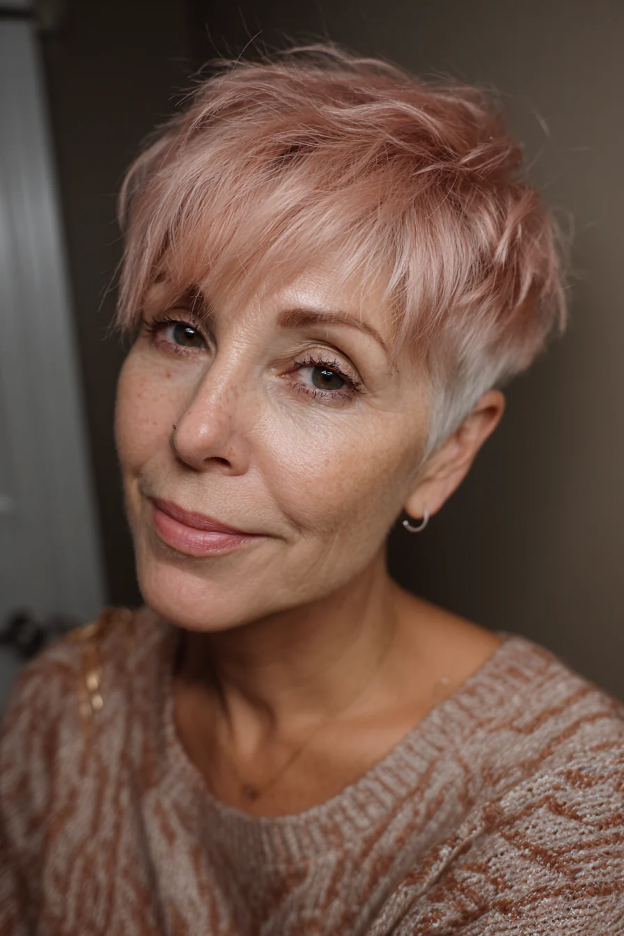 20. Erdbeerblonder Choppy Pixie (Kurzhaarfrisuren für Frauen über 50 mit dickem Haar) – Kurzhaarfrisuren für Frauen über 50 mit dickem Haar