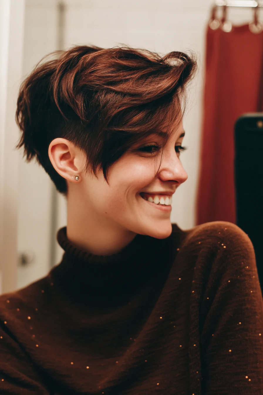 20. Undercut Pixie in Mahagonibraun (Pixie Haircuts) – Pixie Haircuts