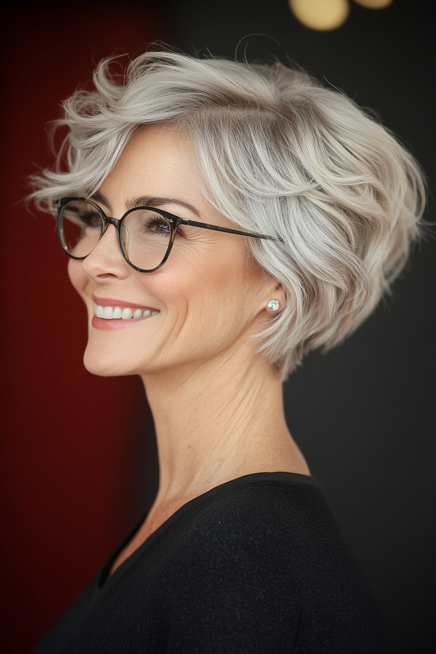 20. Wellenhaut blonde Pixie (Pixie -Haarschnitte für Frauen über 50 mit Brillen) - Pixie -Haarschnitte für Frauen über 50 mit Brillen