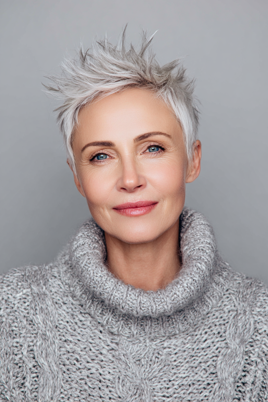 21. Platin -Ernte gebürstet (kurze, stachelige Frisuren für Frauen über 60) - kurze, stachelige Frisuren für Frauen über 60