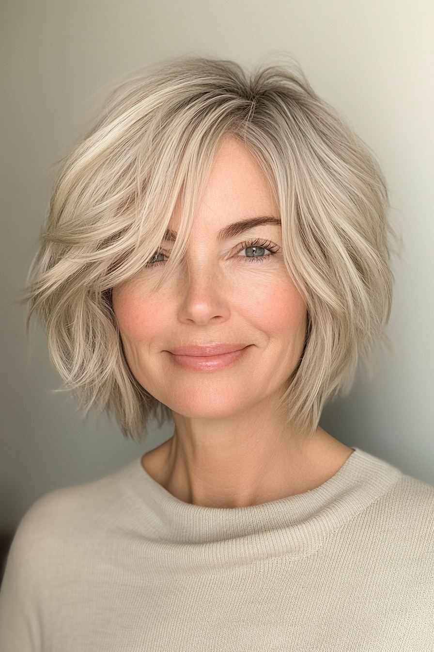 21. Champagnerblondgeschnittenes Shag (kurze Shag -Haarschnitte für Frauen über 60) - kurze Shag -Haarschnitte für Frauen über 60